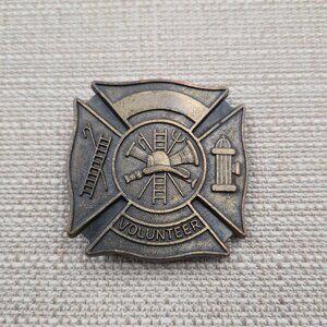 Antique Brass Finish Volunteer Firefighter Vintage Belt Buckle B883